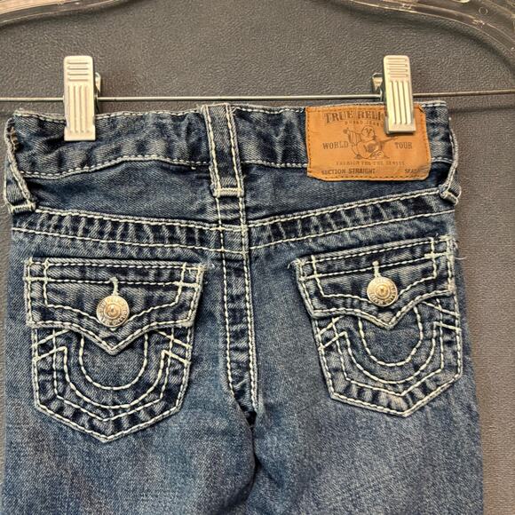 True Religion 2T Jeans Adjustable Waist Streetwear Thick Stitch Hip Hop Straight - Picture 10 of 16